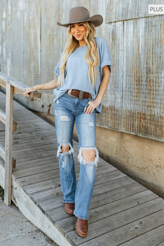 Textured Dolman Sleeve