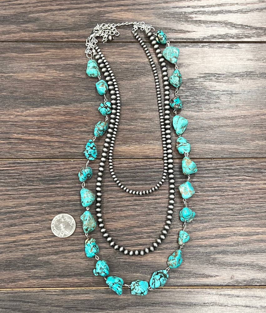 Handmade 24" Navajo Turquoise Beaded Necklace