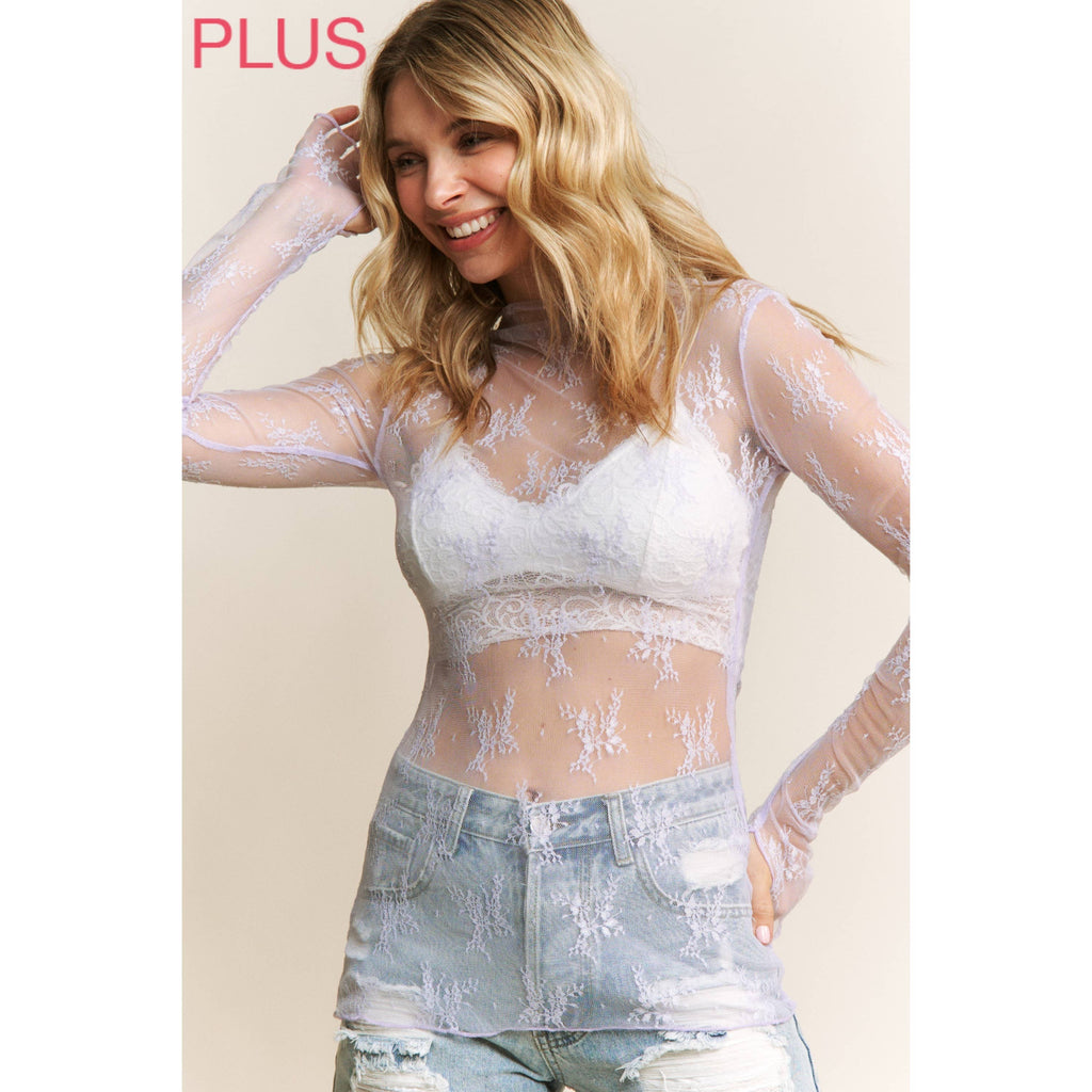 PLUS MESH LACE TOP