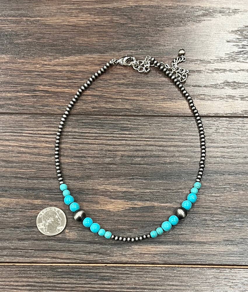 Handmade 16" Navajo Turquoise Necklace