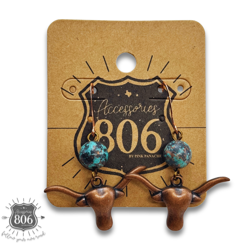 Copper Longhorn Earrings