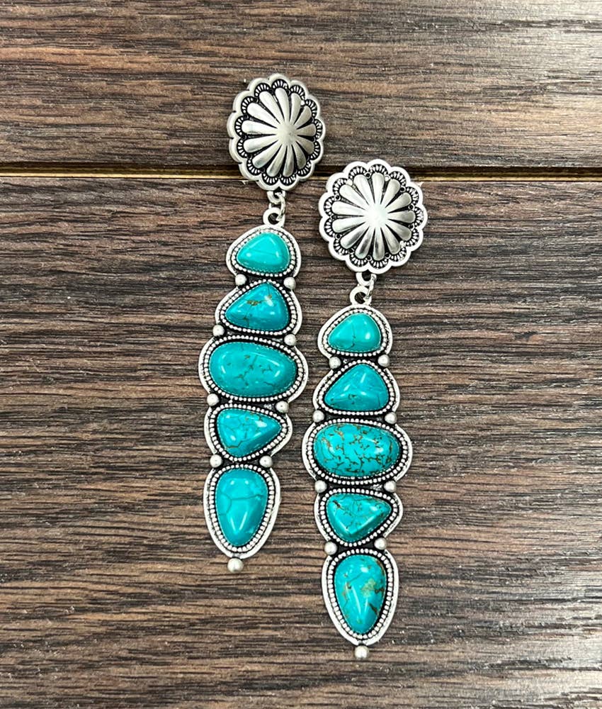 3.5" Western Turquoise Earrings