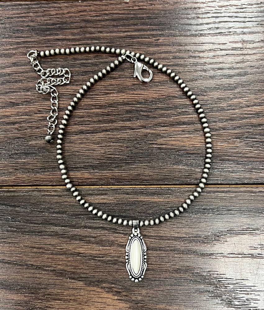 15" White Necklace