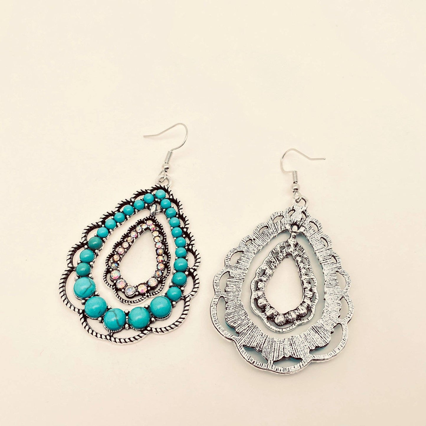 Rhinestone Turquoise Dangle Earrings