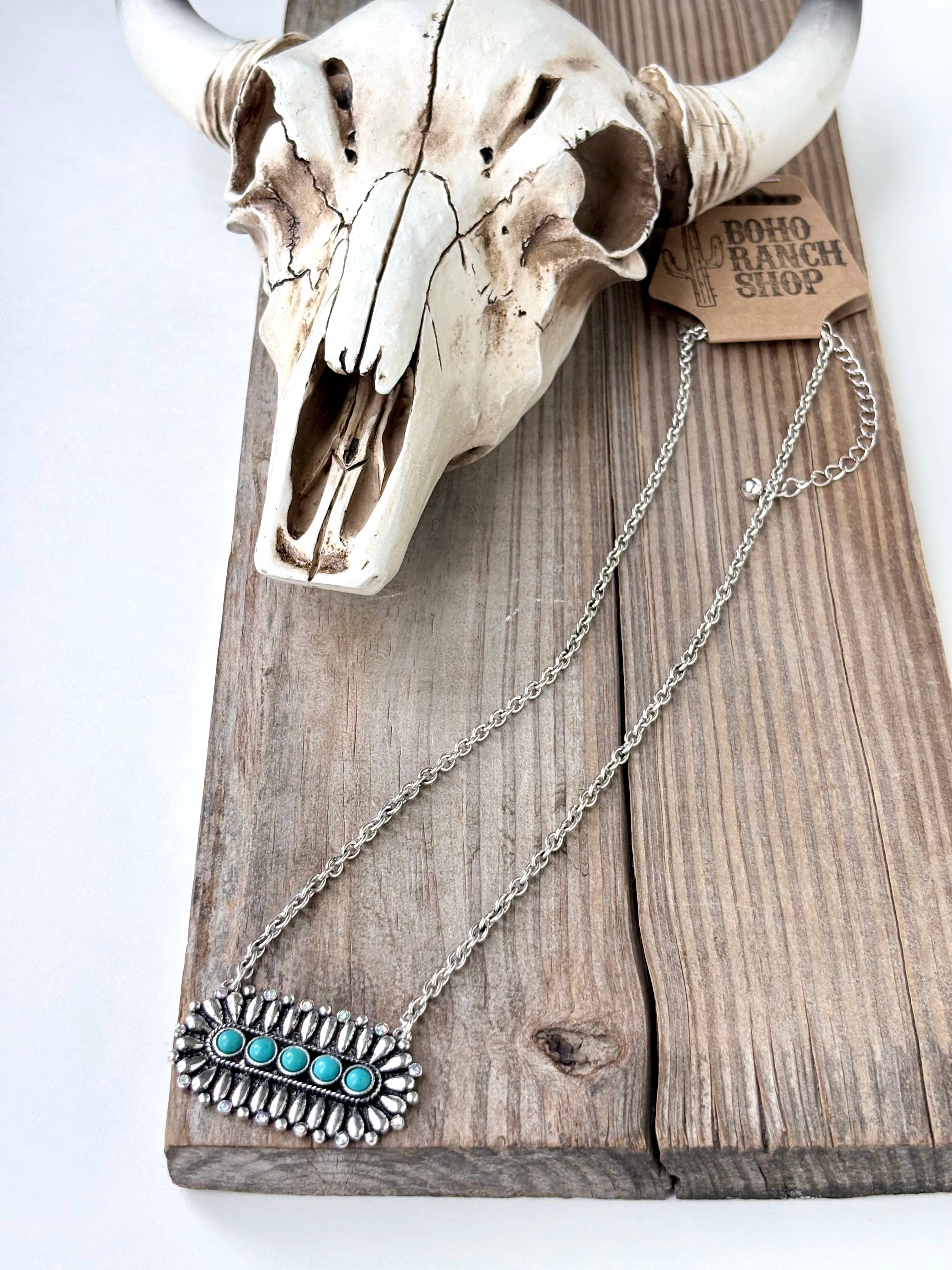 Turquoise Oval Bar Necklace