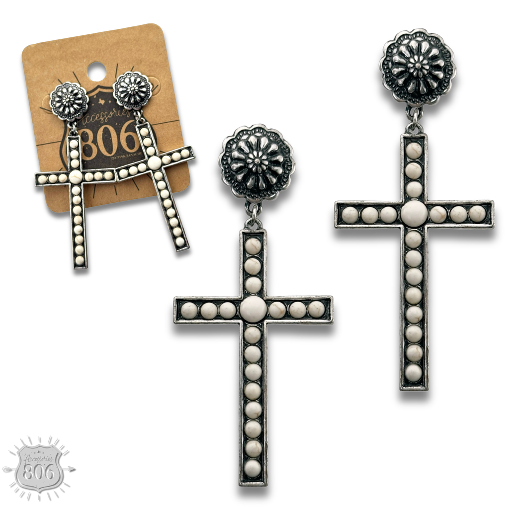 Studded Cross Earrings