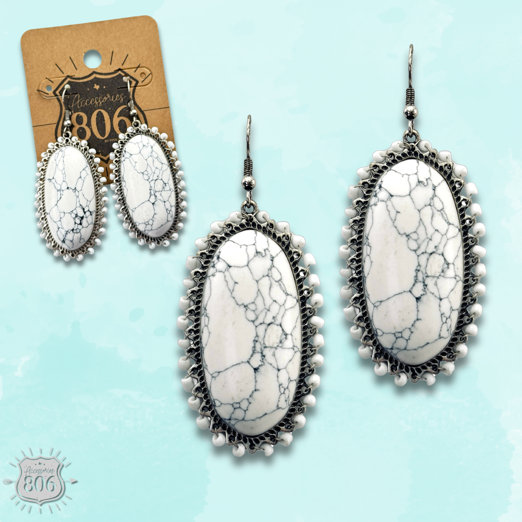 Large Stone Oval Earrings