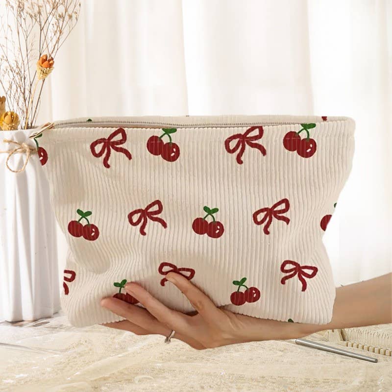 BOW CHERRY COSMETIC BAG