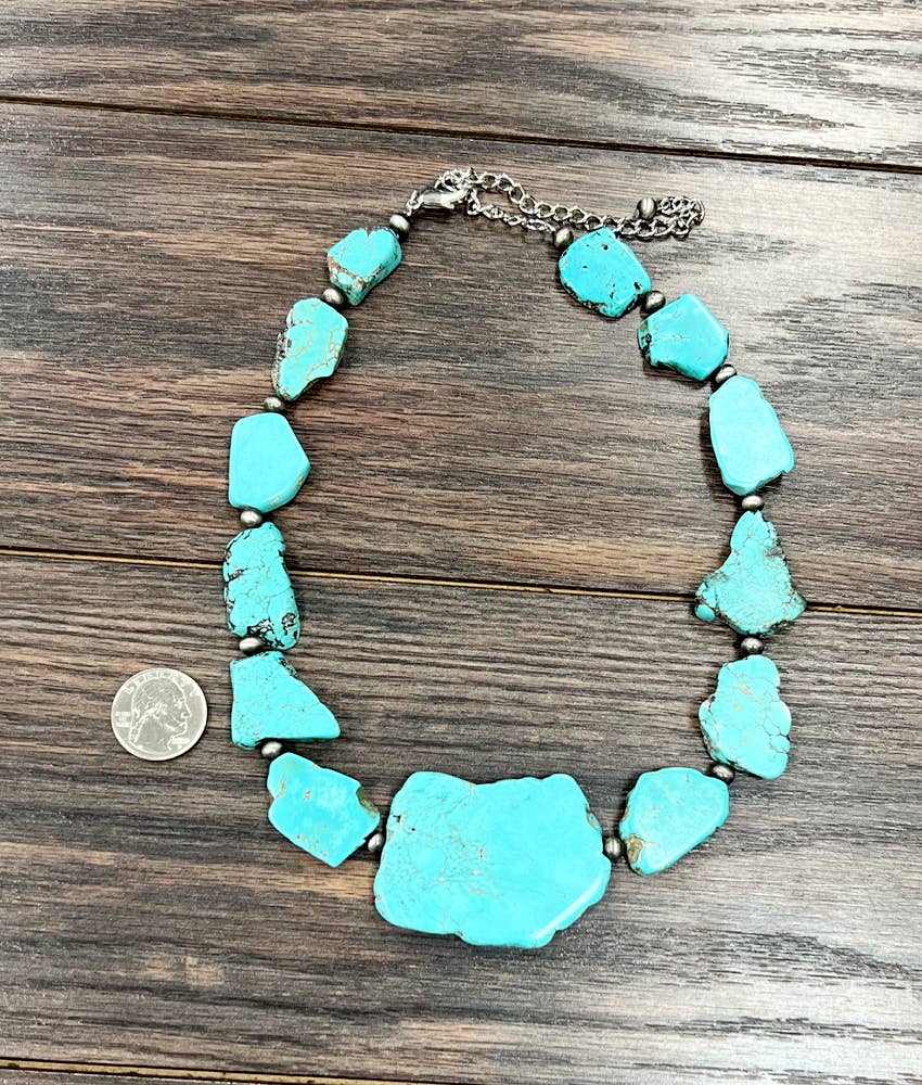 18" Graduated Slab Turquoise Necklace