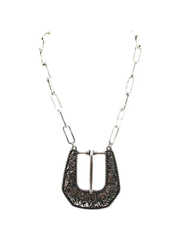 Western Large Belt Buckle Pendant Necklace