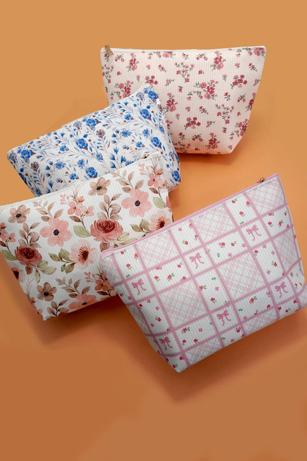 TRAVEL FLORAL COSMETIC MAKEUP POUCH BAG