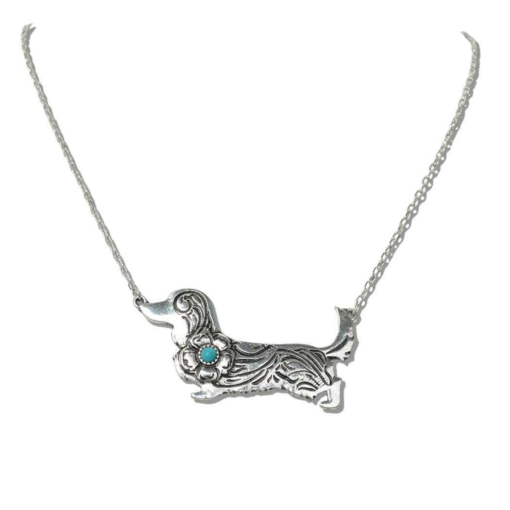 Dachshund Floral Pendent Necklace
