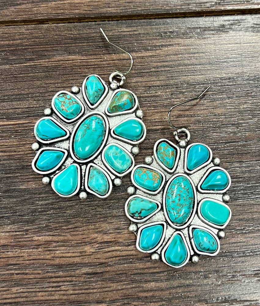 Big 1.8" Western Turquoise Earrings