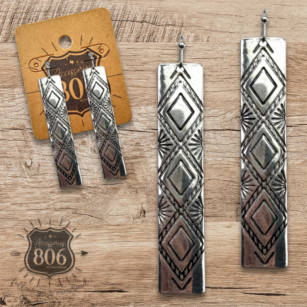 Aztec embossed earring