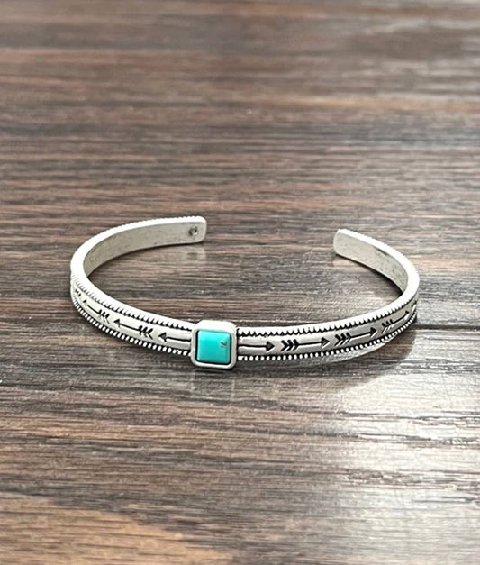 Small Square Turquoise Cuff Bracelet