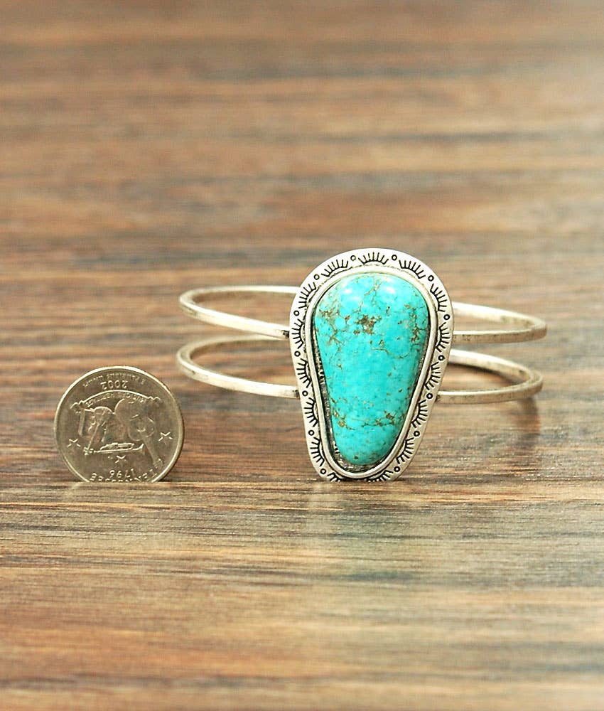 Brass Cuff, Turquoise Bracelet