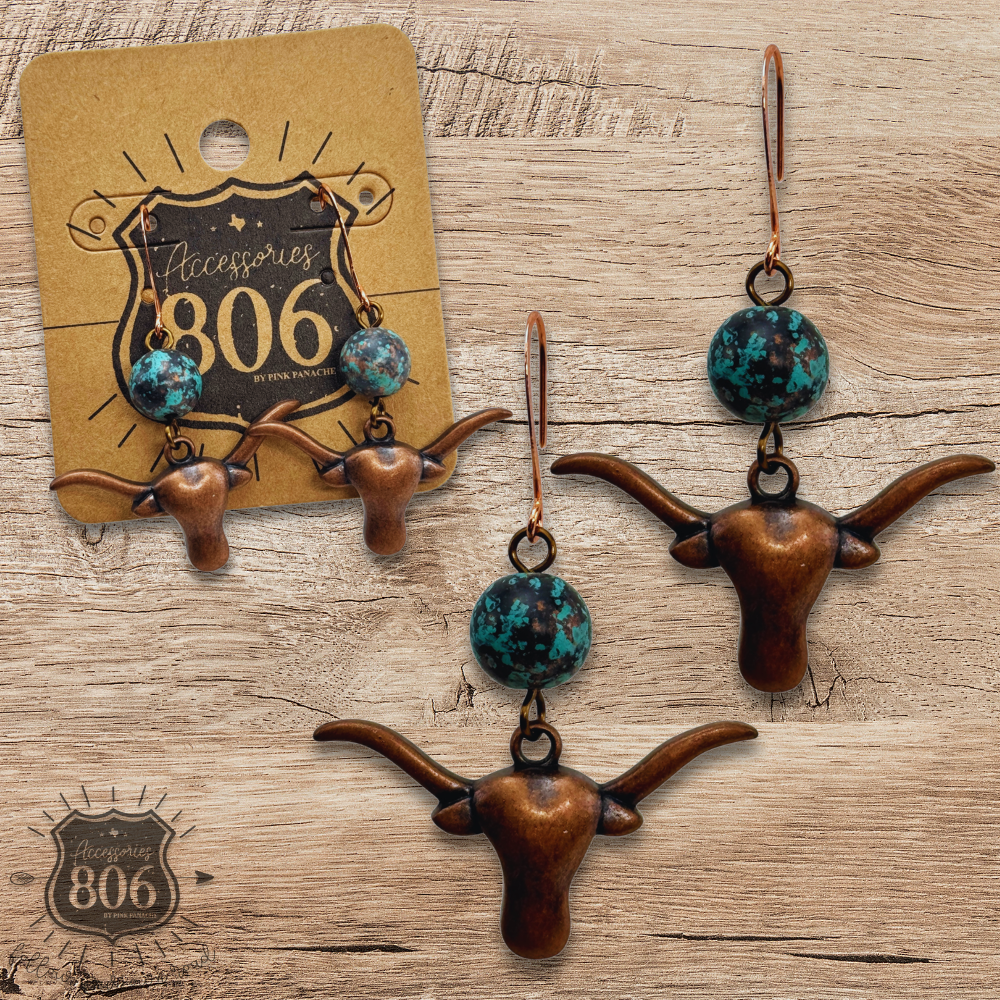 Copper Longhorn Earrings