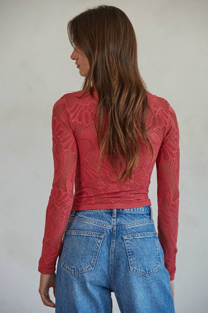 Seamless Jacquard Fishnet Top