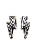 CHECKER BOLT STUD EARRINGS