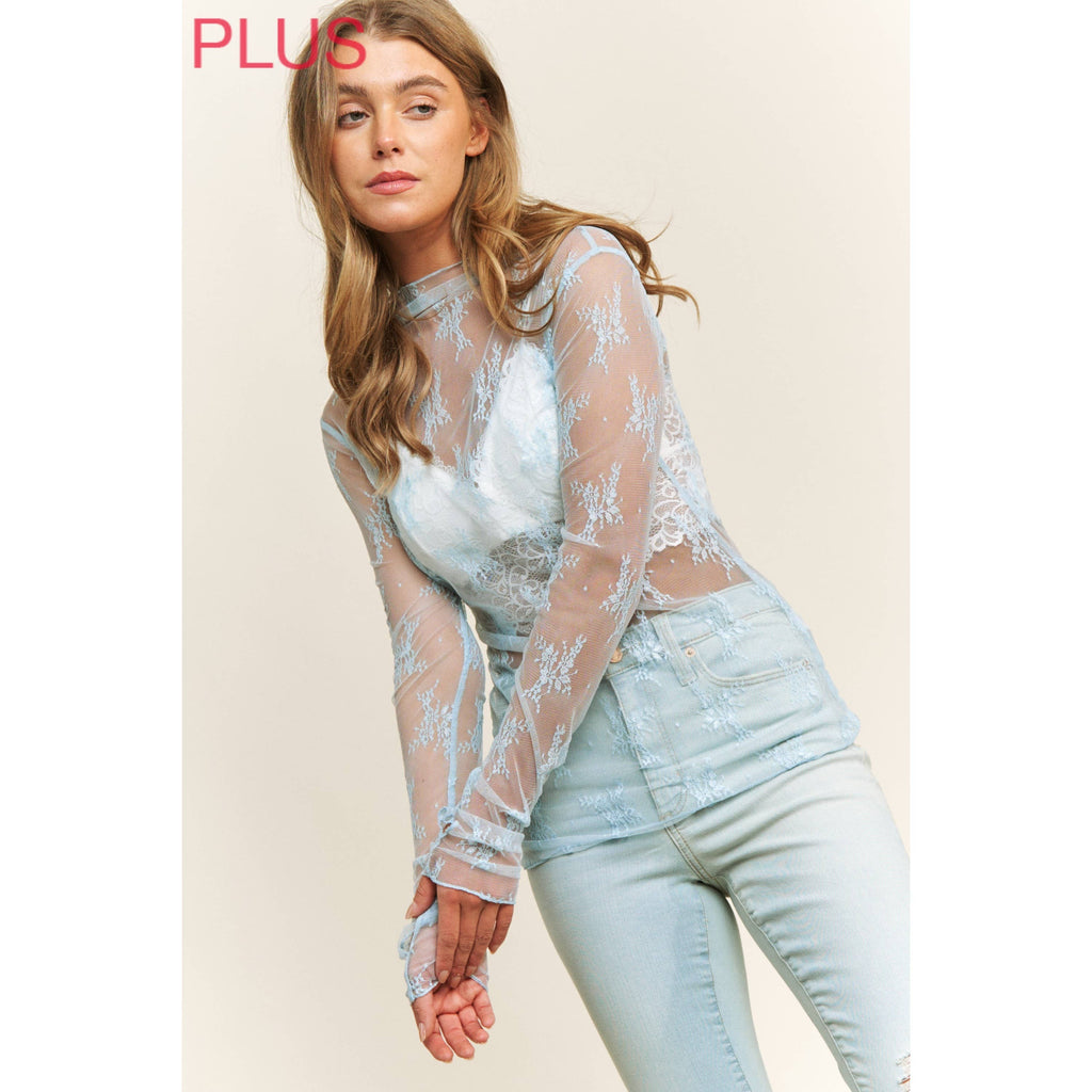 PLUS MESH LACE TOP