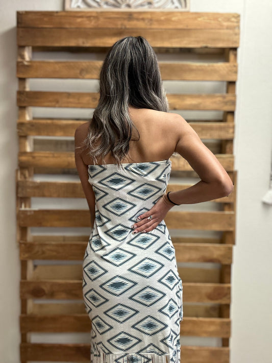 Ivy Aztec Fringe Hem Dress
