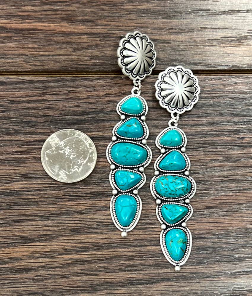 3.5" Western Turquoise Earrings