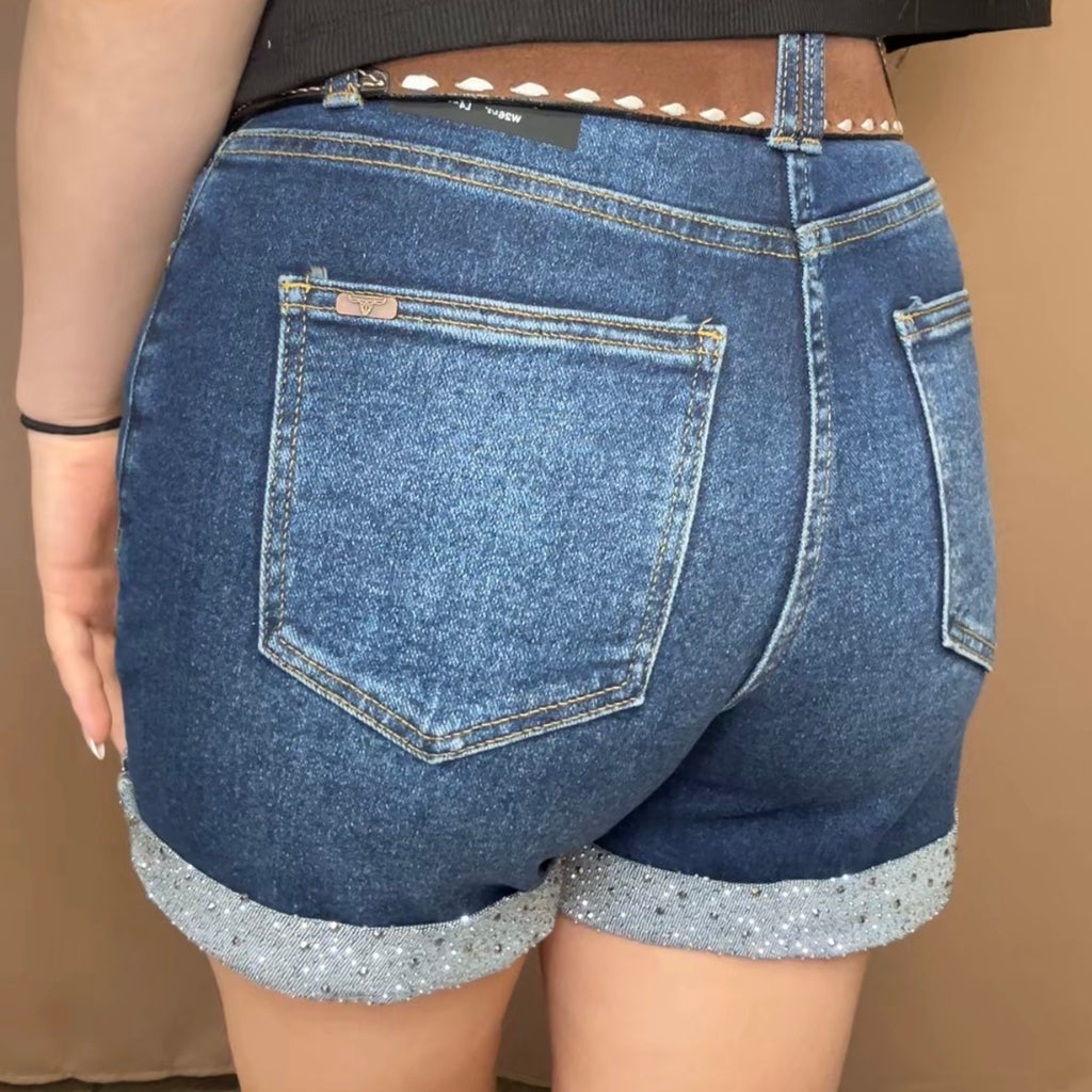 GLITZ & GRITS DENIM SHORTS