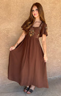 Embroidered Bell Sleeve Midi Dress