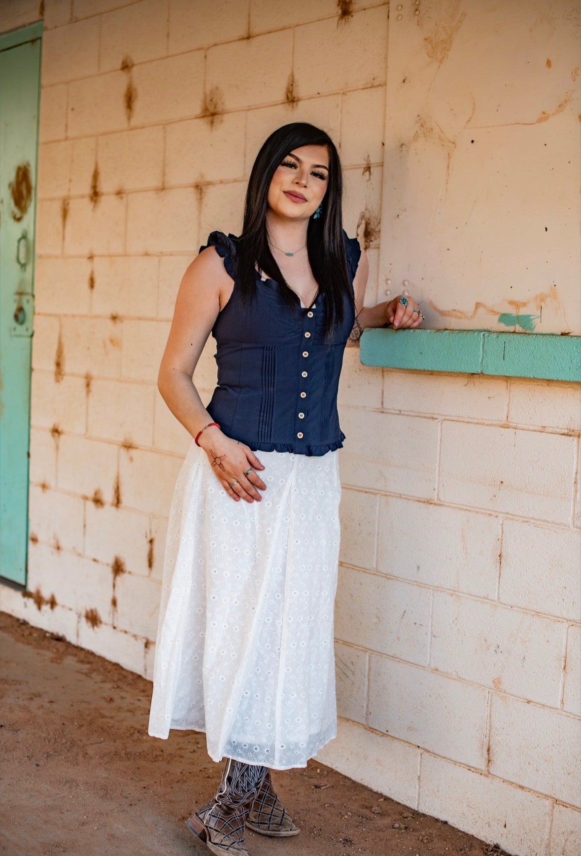 CLOUD 9 EYELET MIDI SKIRT