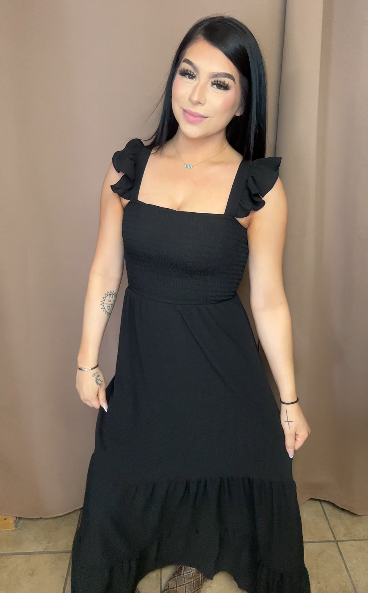 FLUTTER STRAP DRESS