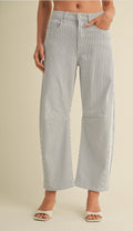 STRIPE LANE BARREL JEAN