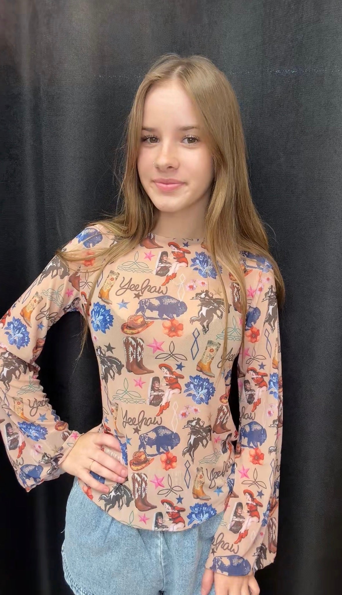 Yee Haw L/S Mesh Top