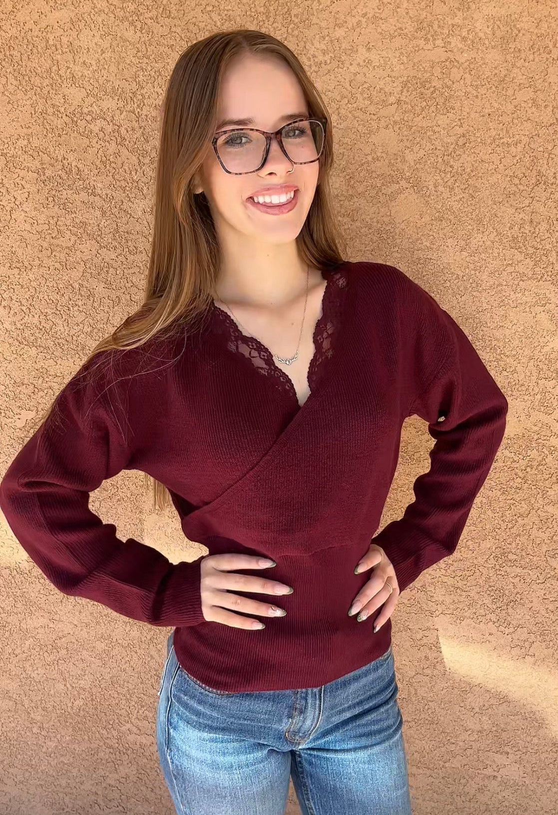 Burgundy Babe Knit Sweater