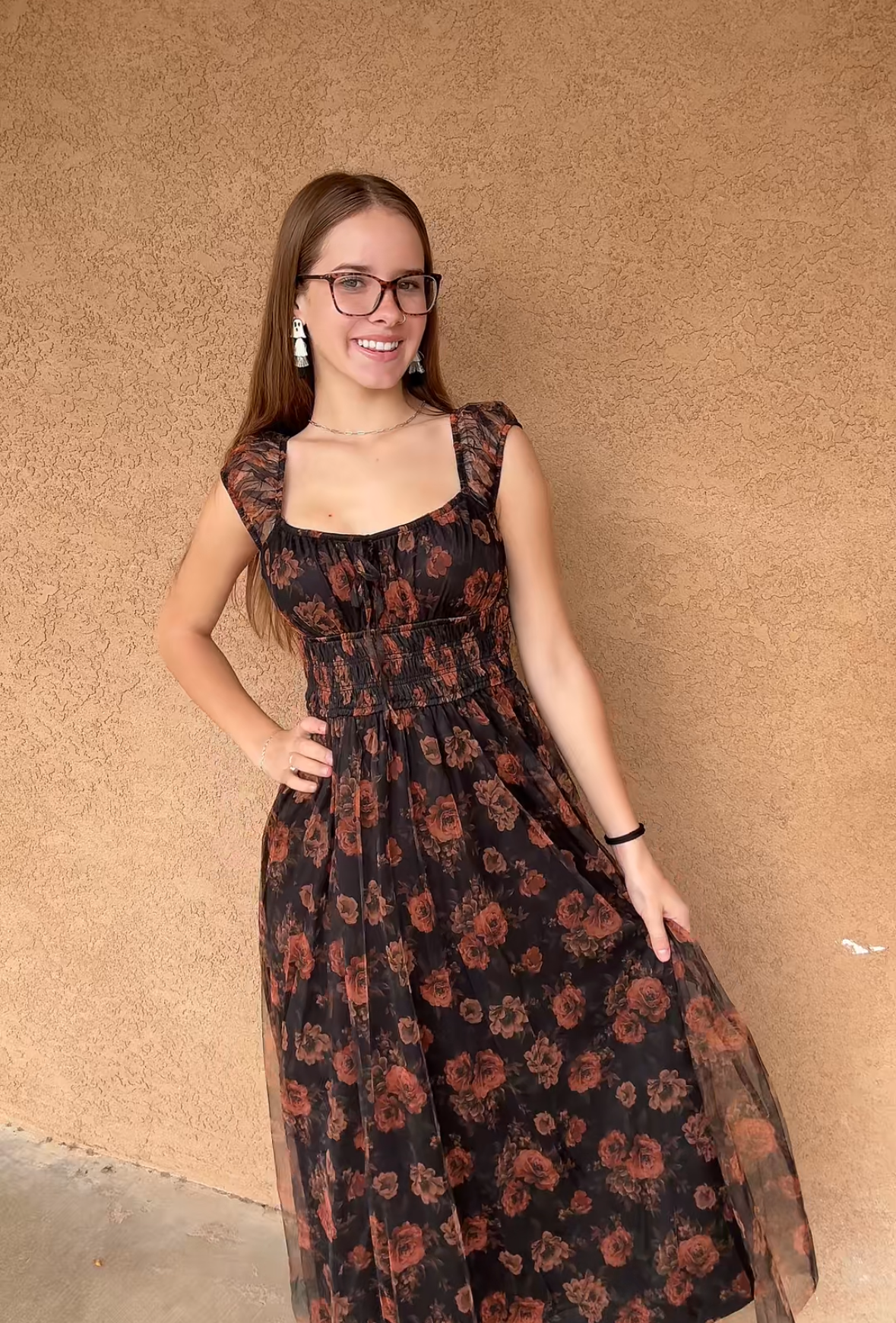 Floral Front Tie Midi Dress