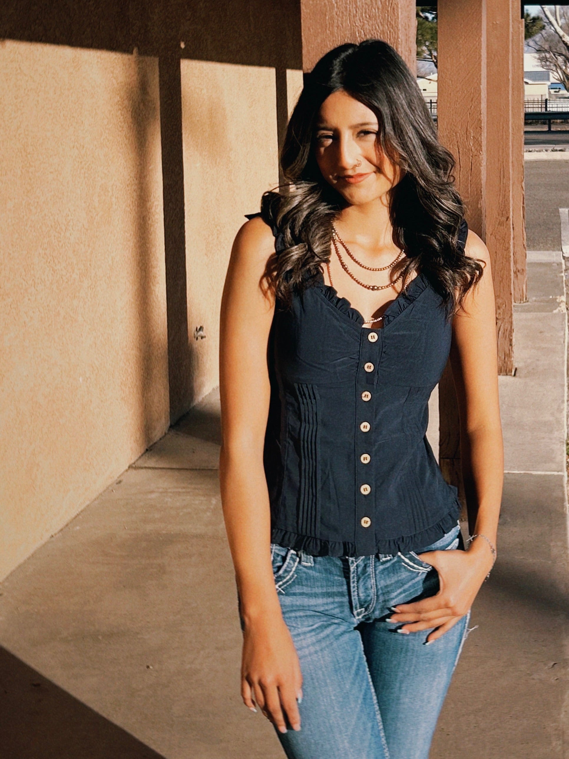 NIGHTFALL RUFFLE TOP