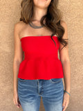 CHERRY BOMB STRAPLESS PEPLUM