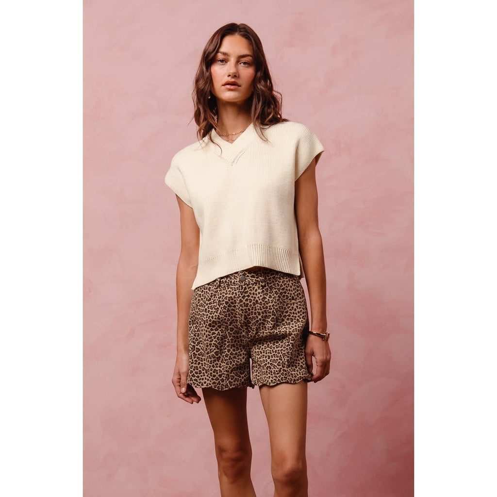 Safari Scalloped Hem Shorts