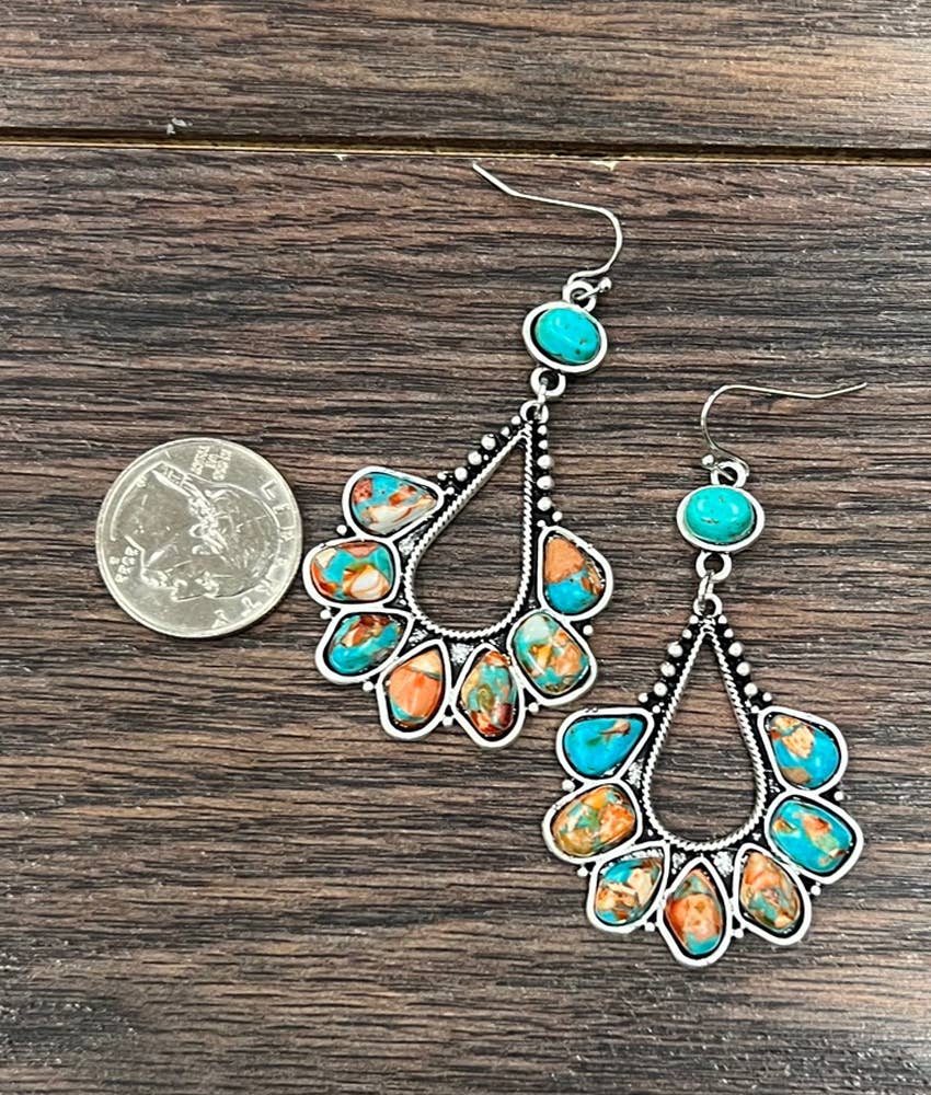 2.2" Western Gemstone/Turquoise Earrings