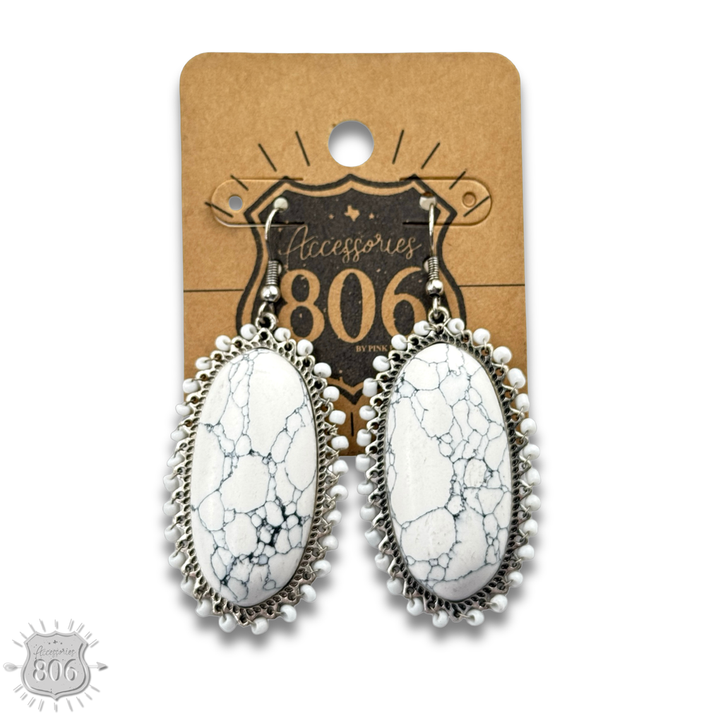 Large Stone Oval Earrings