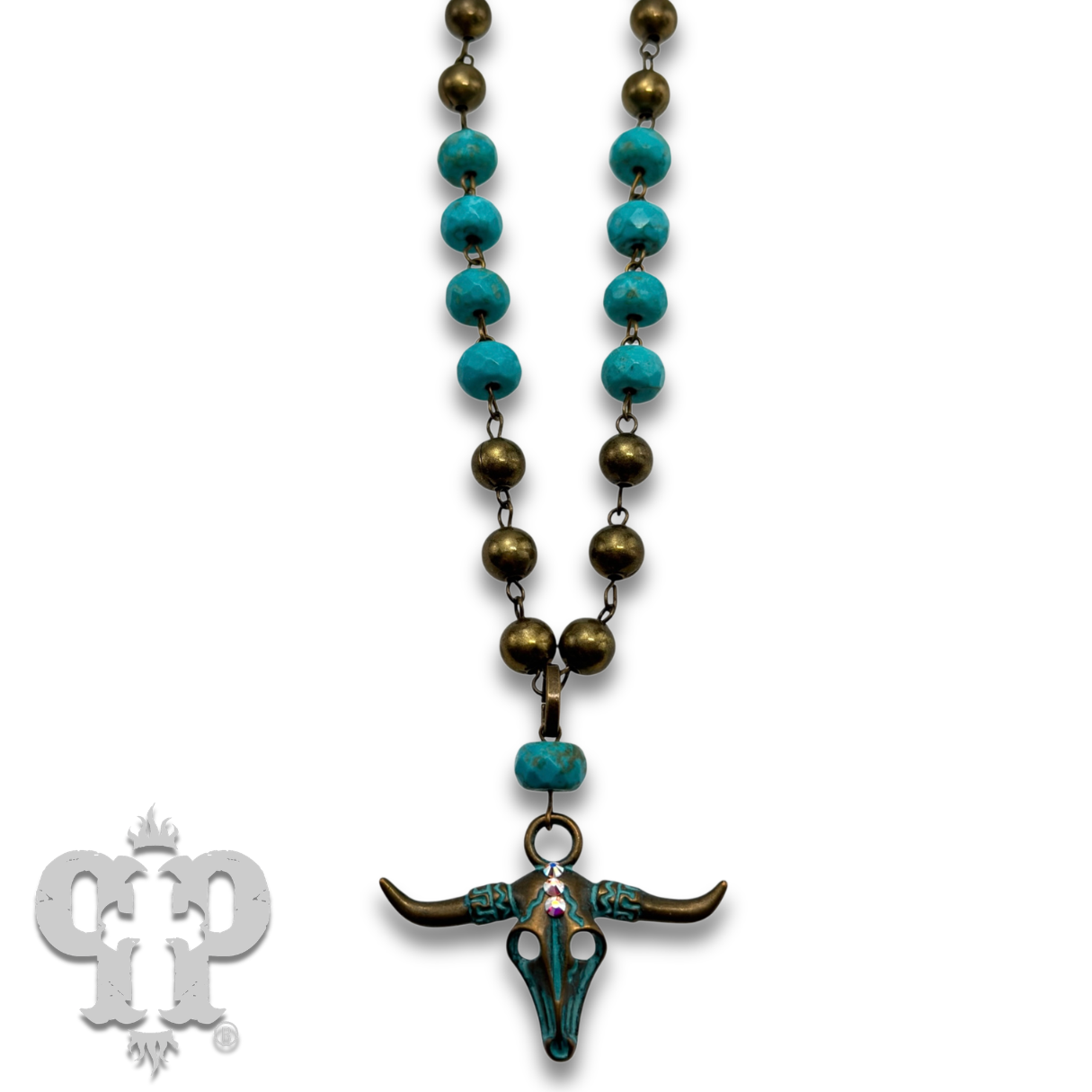 Longhorn Rhinestone Necklace