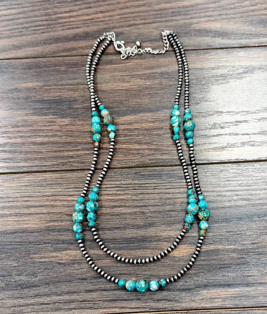 22" Gemstone 2 Strand Necklace