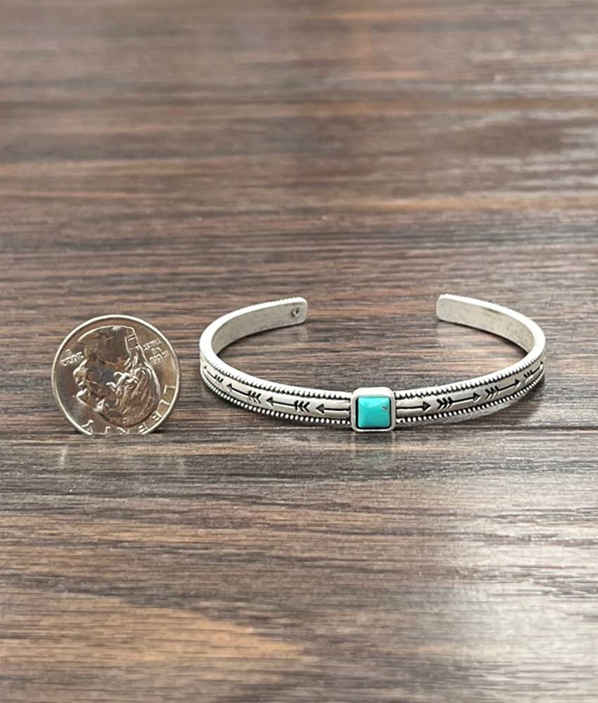 Small Square Turquoise Cuff Bracelet