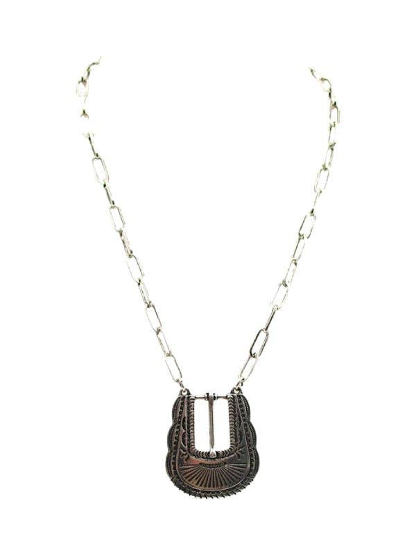 Western Belt Buckle Pendant Necklace