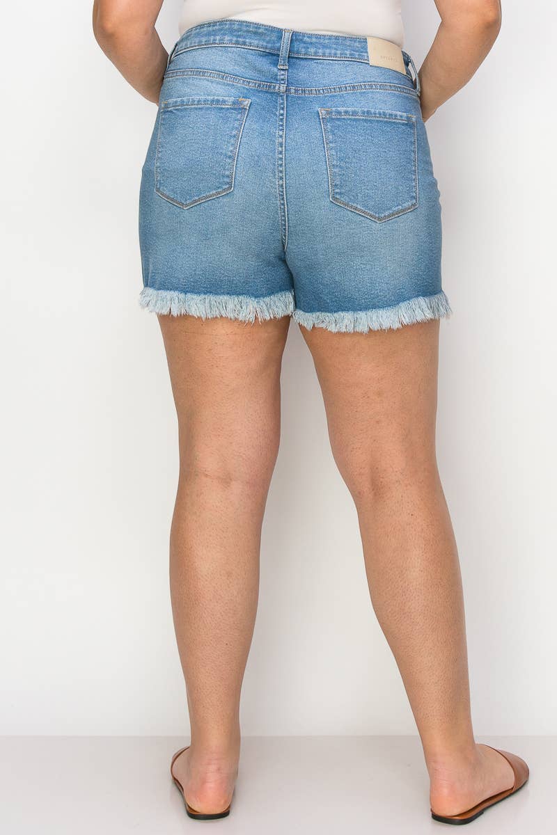 PLUS SIZE - HIGH  RISE STRETCH MID SHORT