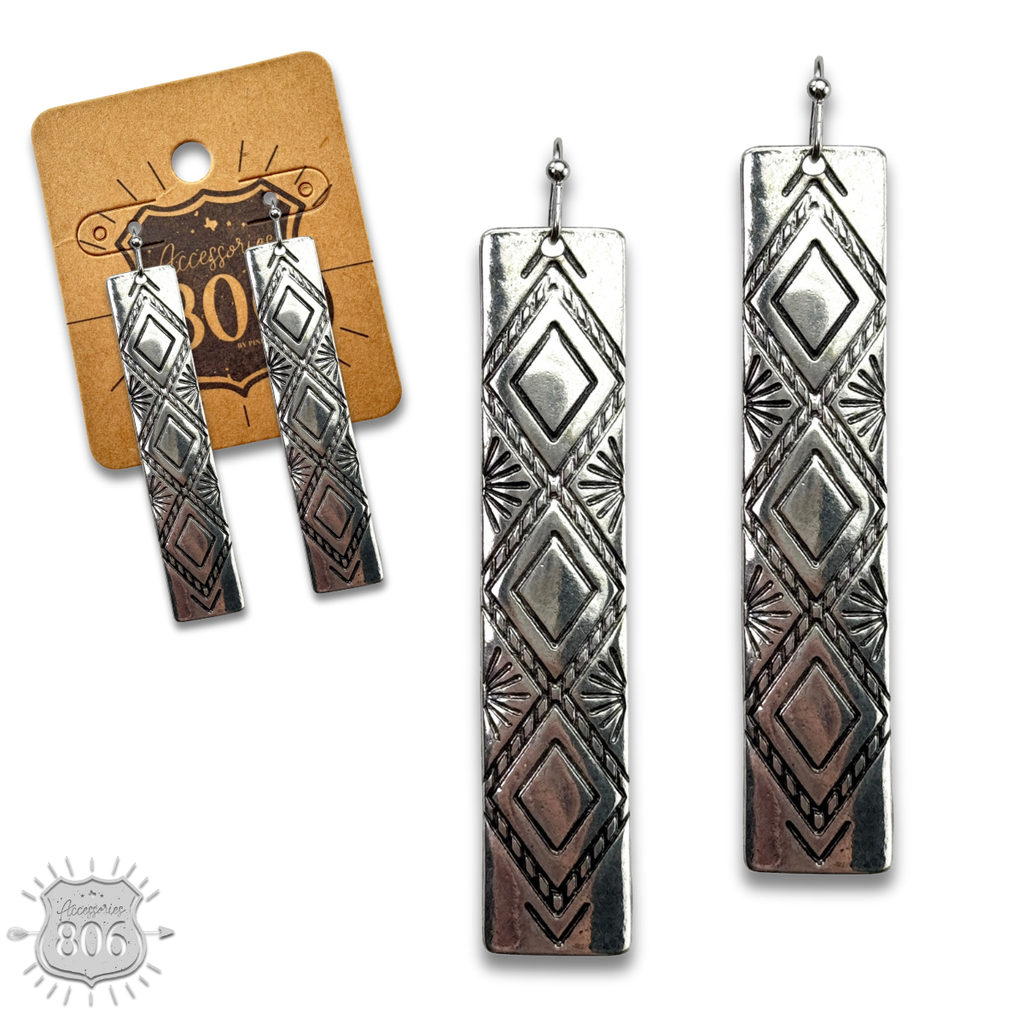 Aztec embossed earring