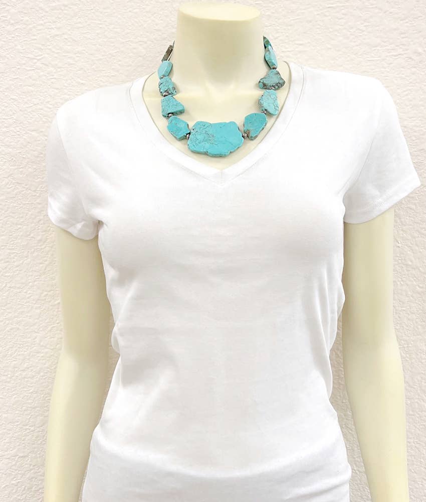 18" Graduated Slab Turquoise Necklace