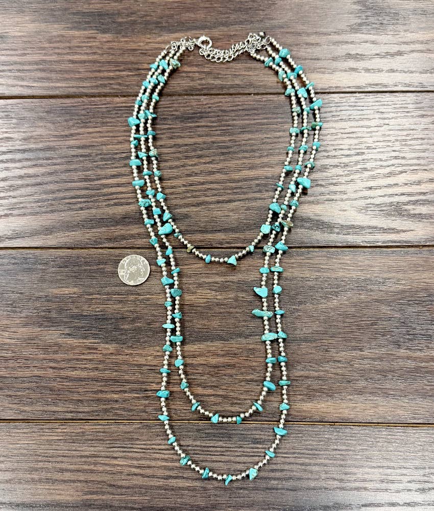 30" Western Turquoise Strand Necklace