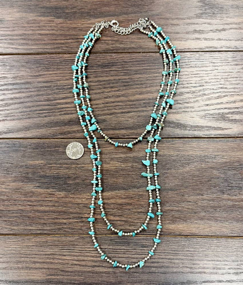 30" Western Turquoise Strand Necklace