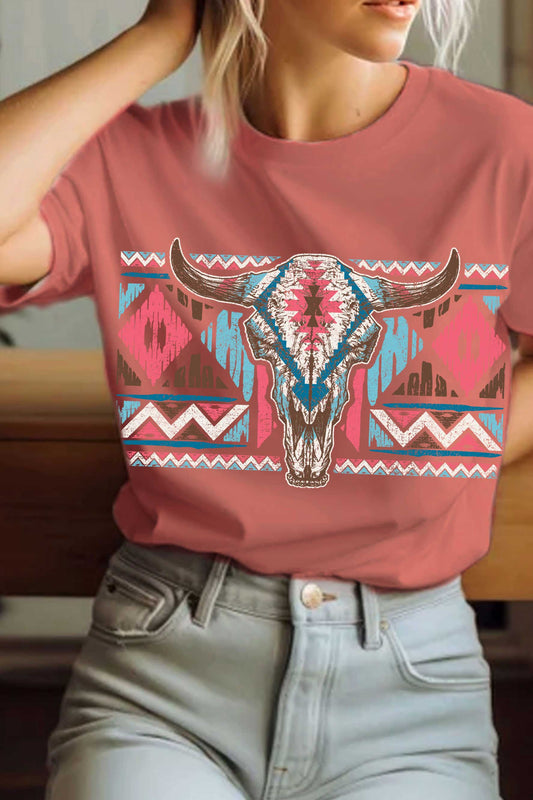 Abby Aztec Cow Skull Graphic