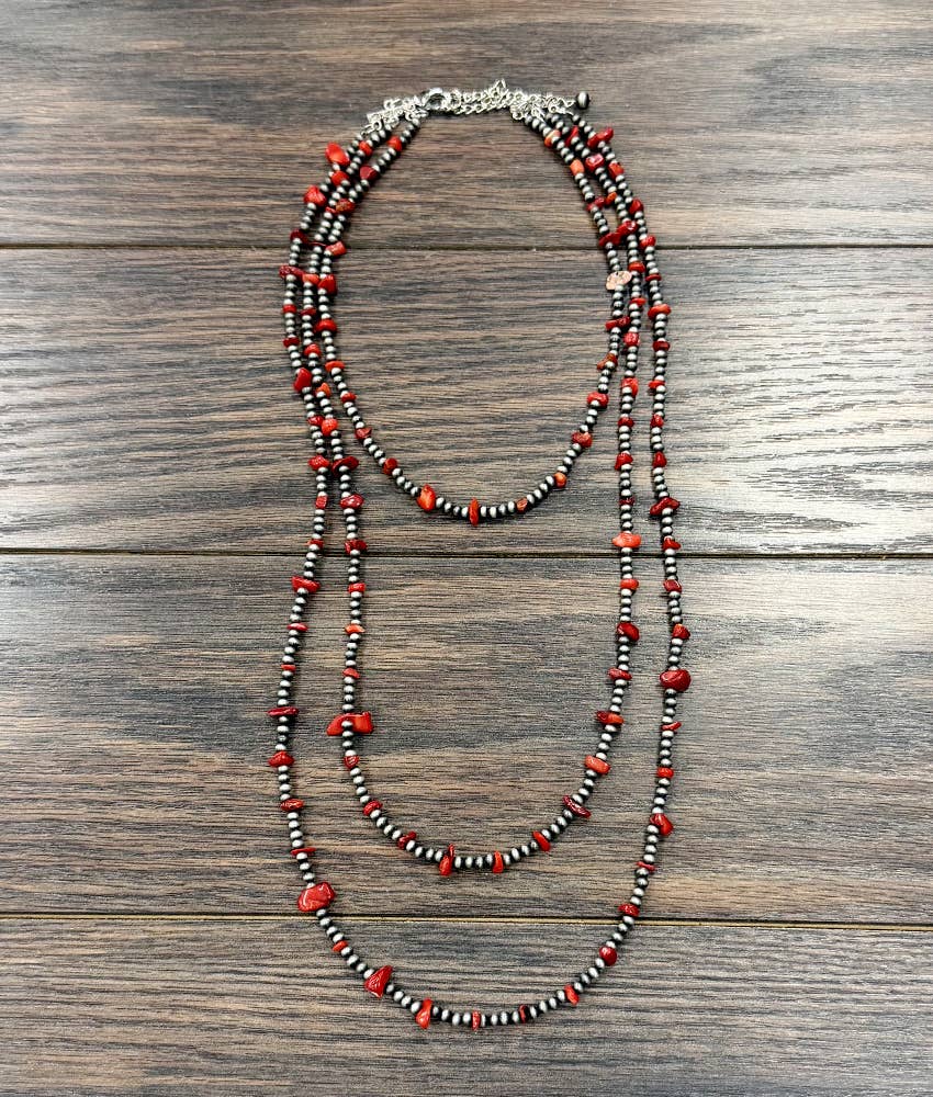 30" Western Coral Strand Necklace